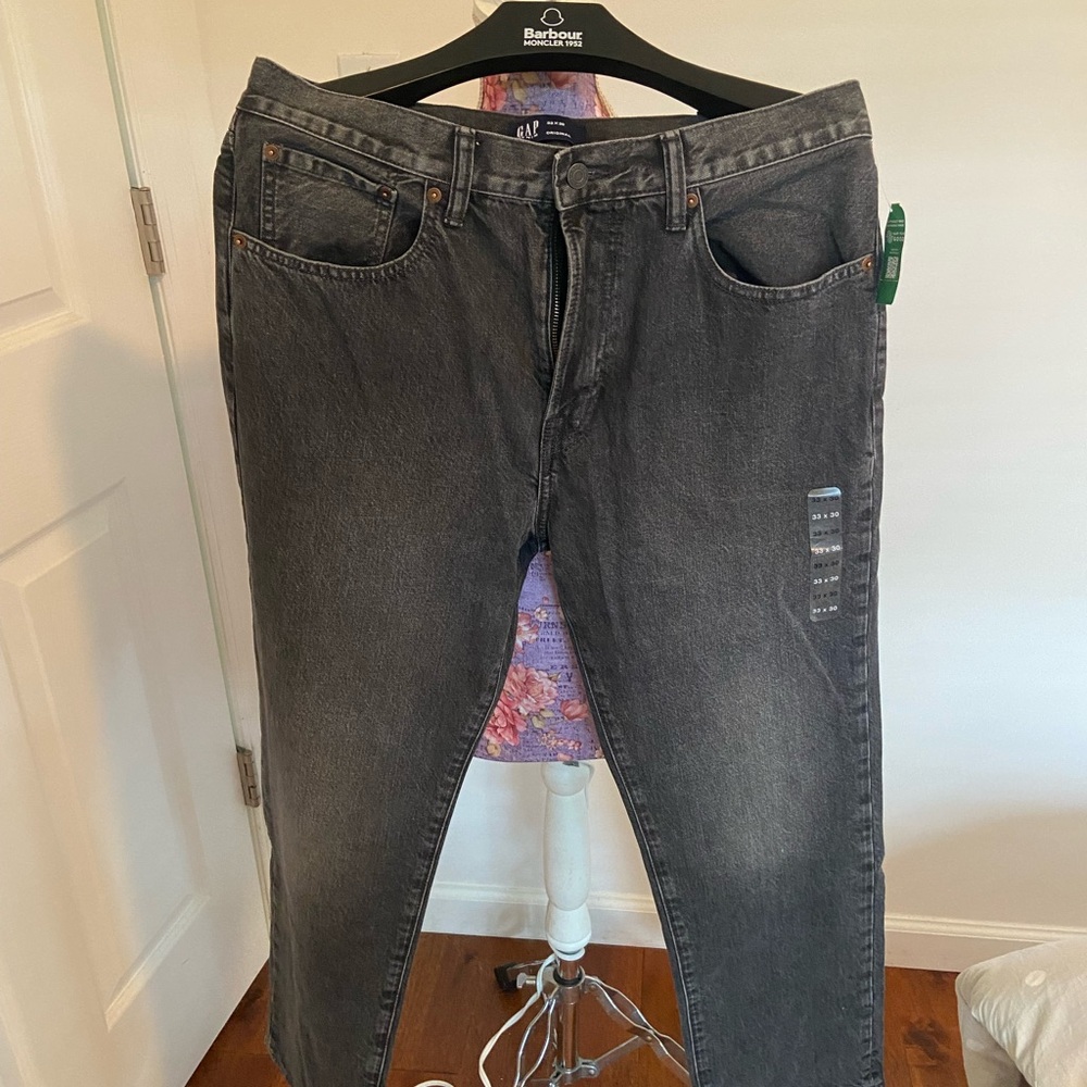 Gap mens original black straight jeans 33 x 30 New